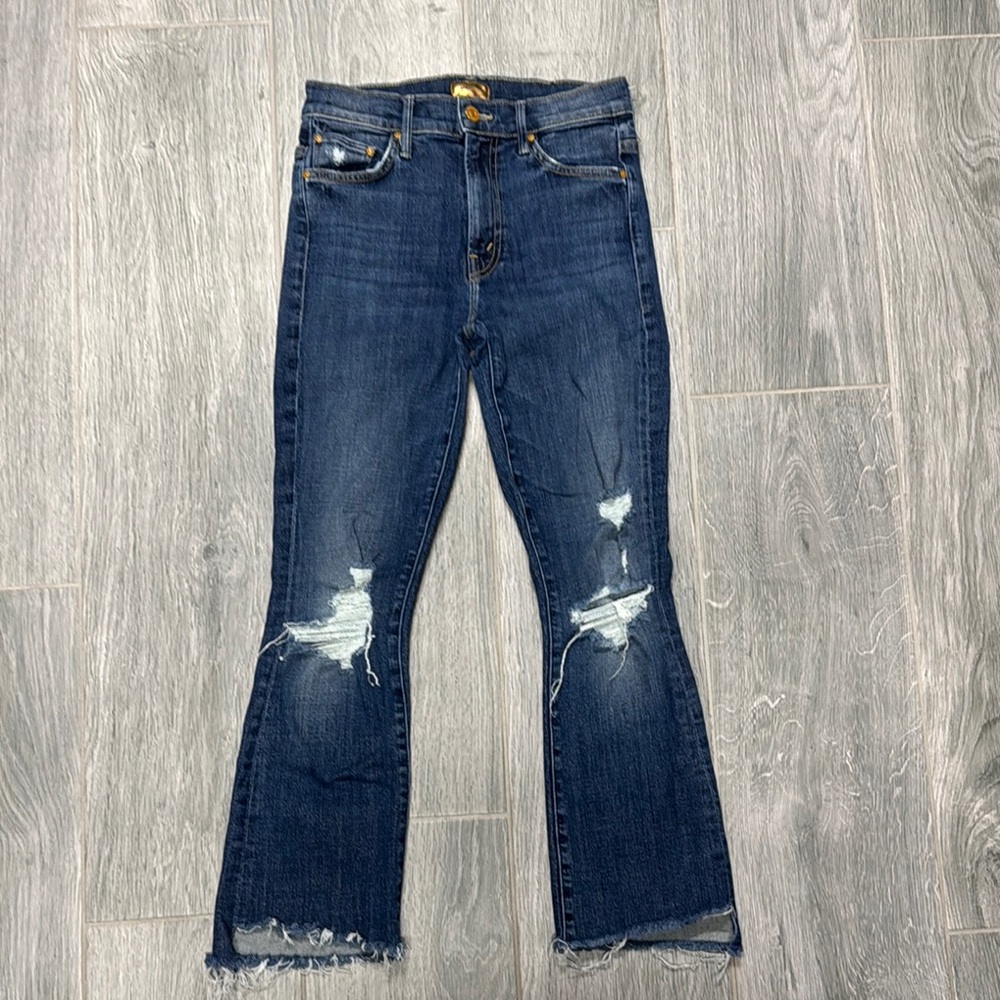 MOTHER Blue Ankle Cropped Jeans